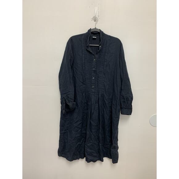 Aspesi Dresses & Skirts - Aspesi Womens Linen Long Sleeve Buttoned Dress Navy Size 46
